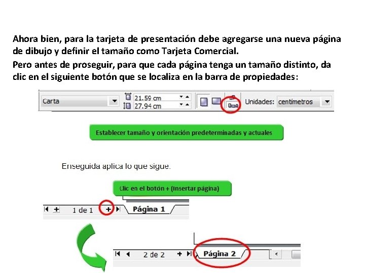 Ahora bien, para la tarjeta de presentación debe agregarse una nueva página de dibujo