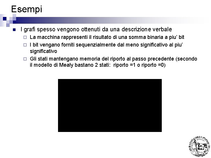 Esempi n I grafi spesso vengono ottenuti da una descrizione verbale La macchina rappresenti