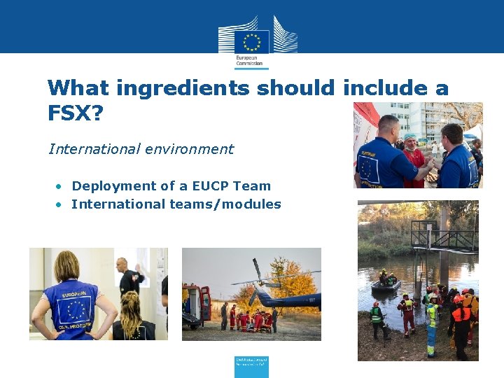 What ingredients should include a FSX? • International environment • Deployment of a EUCP