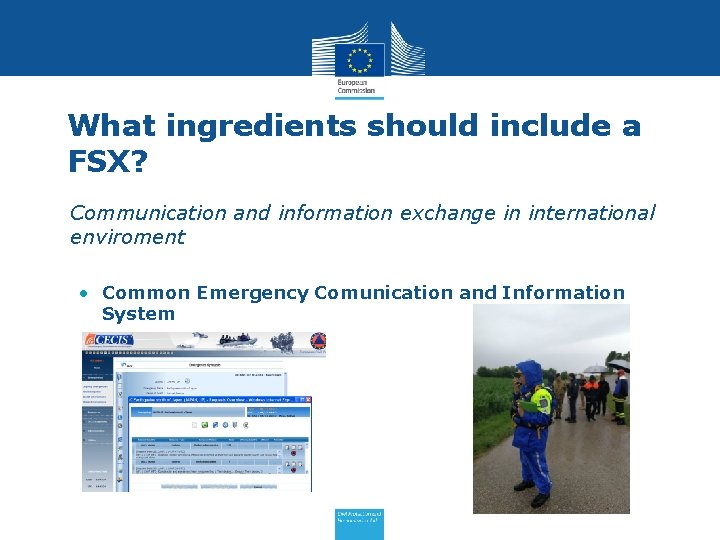 What ingredients should include a FSX? • Communication and information exchange in international enviroment