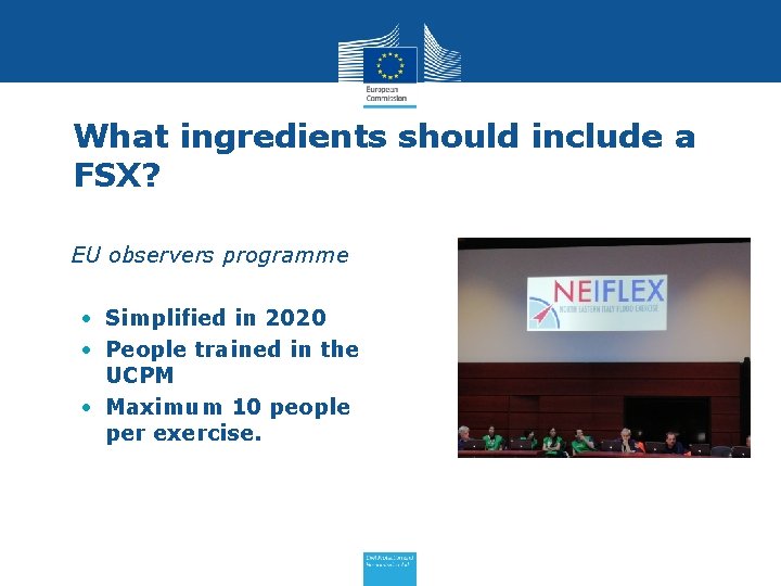What ingredients should include a FSX? • EU observers programme • Simplified in 2020