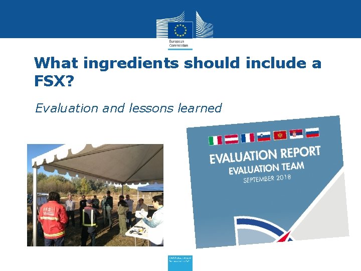 What ingredients should include a FSX? • Evaluation and lessons learned 