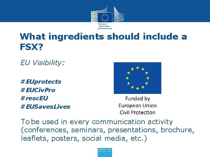 What ingredients should include a FSX? • EU Visibility: • • #EUprotects #EUCiv. Pro