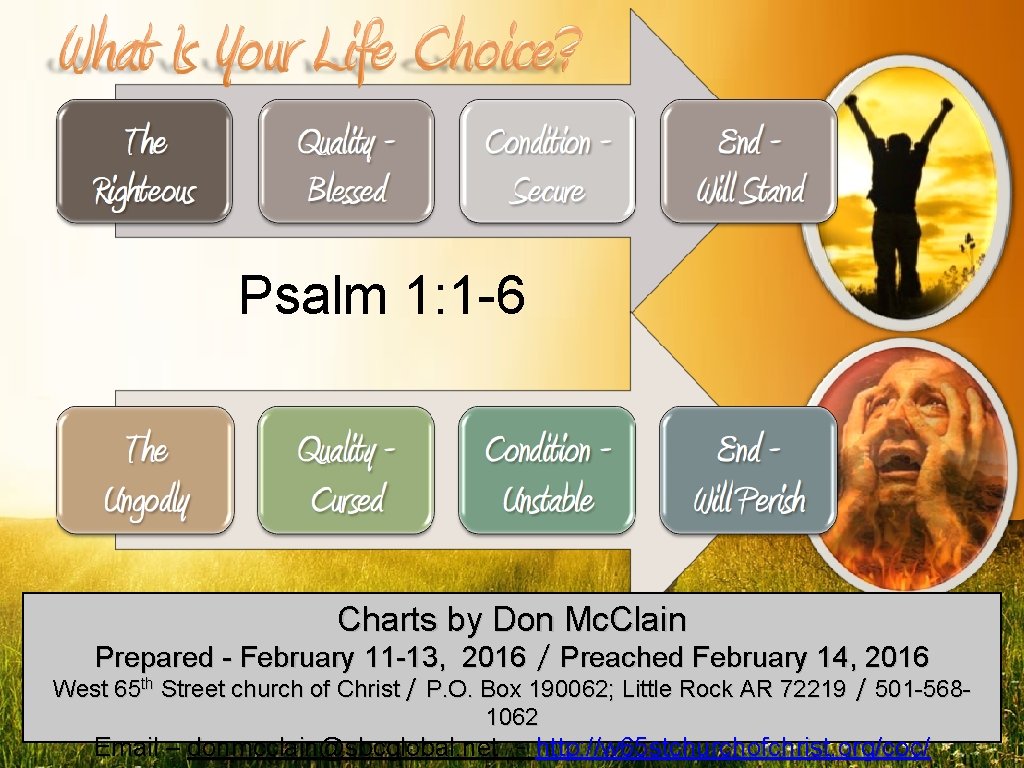 Psalm 1: 1 -6 Charts by Don Mc. Clain Prepared - February 11 -13,