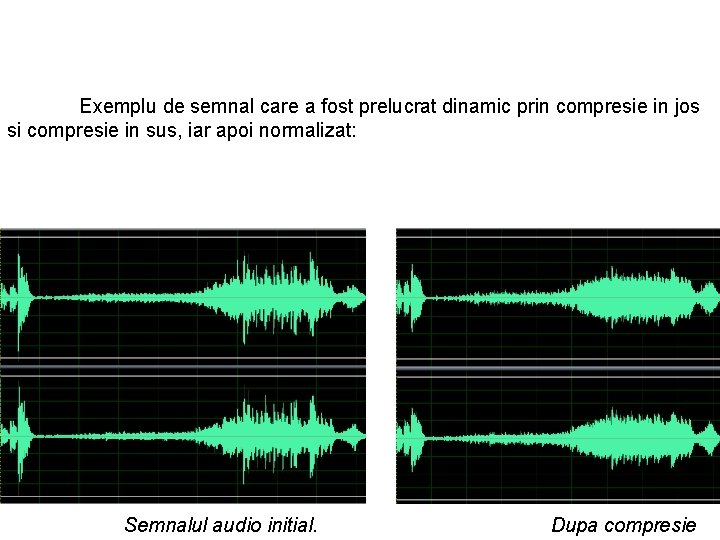 Exemplu de semnal care a fost prelucrat dinamic prin compresie in jos si compresie