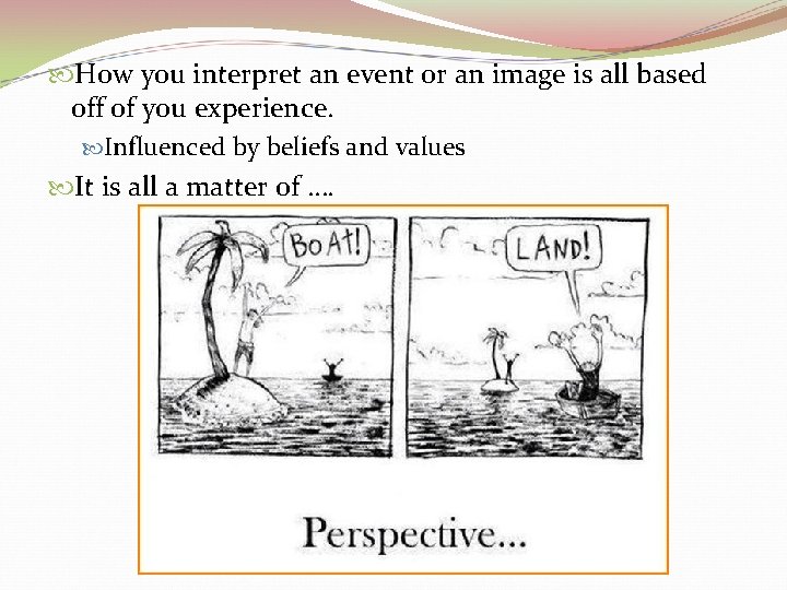  How you interpret an event or an image is all based off of