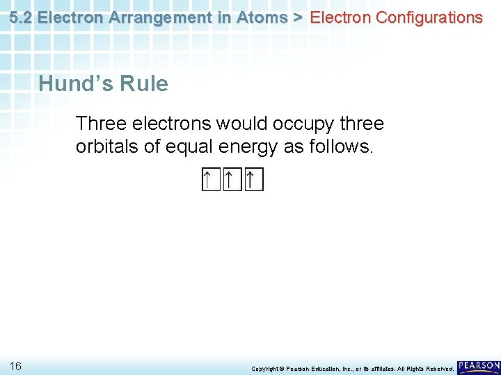5. 2 Electron Arrangement in Atoms > Electron Configurations Hund’s Rule Three electrons would