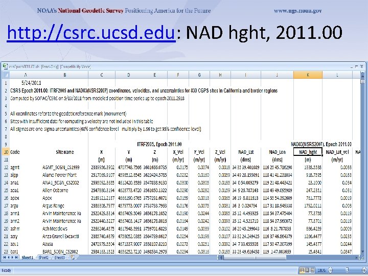 http: //csrc. ucsd. edu: NAD hght, 2011. 00 6/13/2011 14 