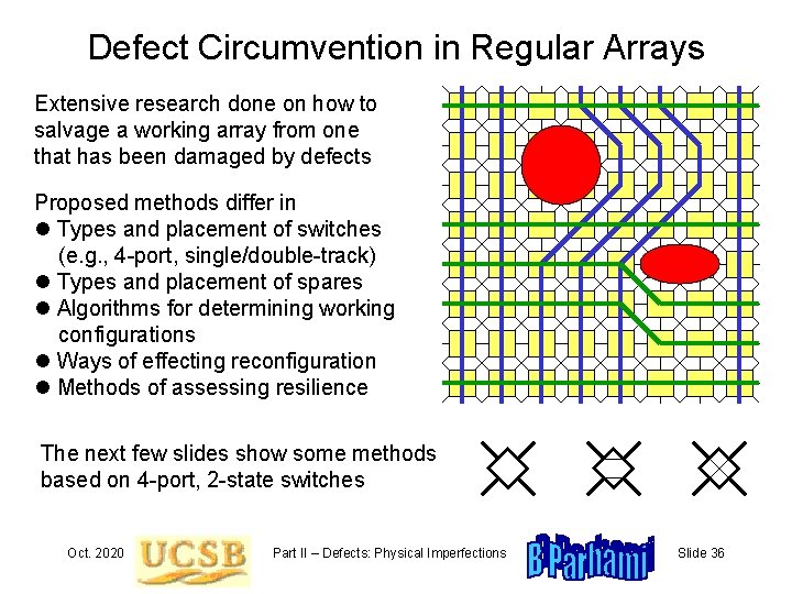 Defect Circumvention in Regular Arrays Extensive research done on how to salvage a working