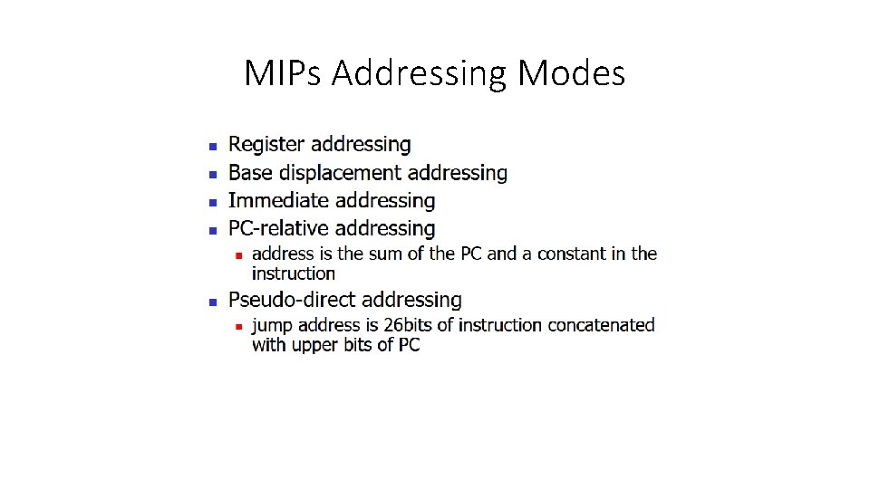 MIPs Addressing Modes 