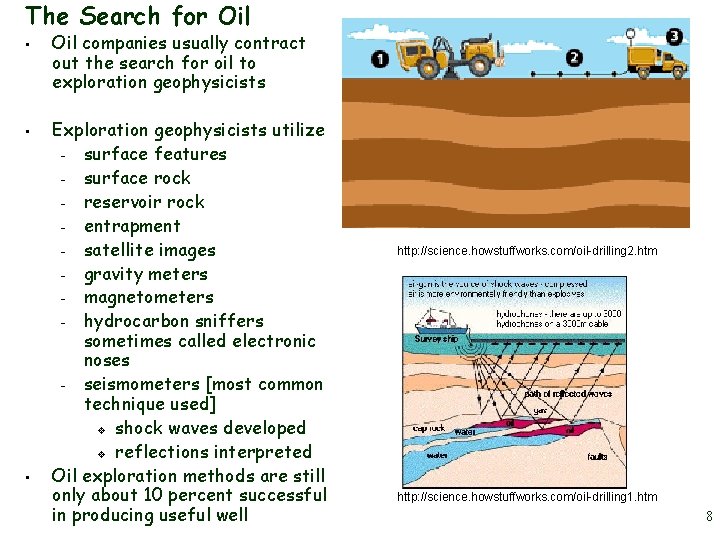 The Search for Oil • • • Oil companies usually contract out the search The Search for Oil • • • Oil companies usually contract out the search