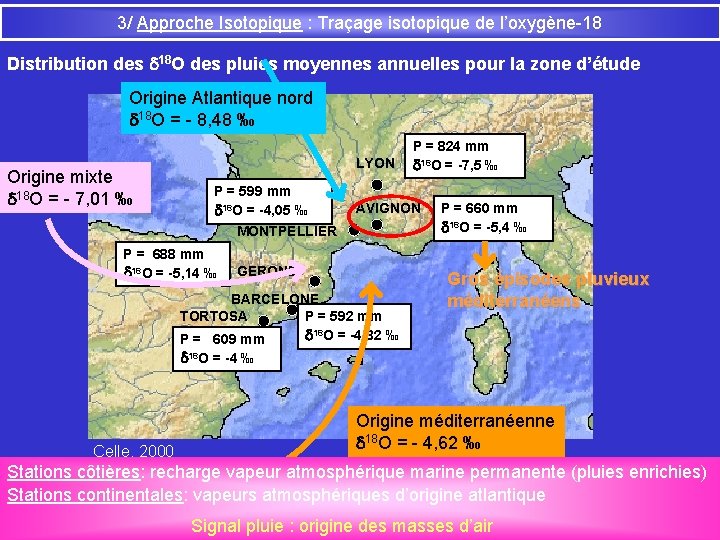 3/ Approche Isotopique : Traçage isotopique de l’oxygène-18 Distribution des d 18 O des