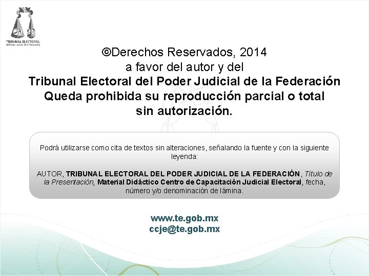©Derechos Reservados, 2014 a favor del autor y del Tribunal Electoral del Poder Judicial