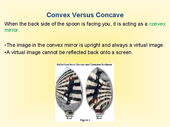 Convex Versus Concave When the back side of the spoon is facing you, it