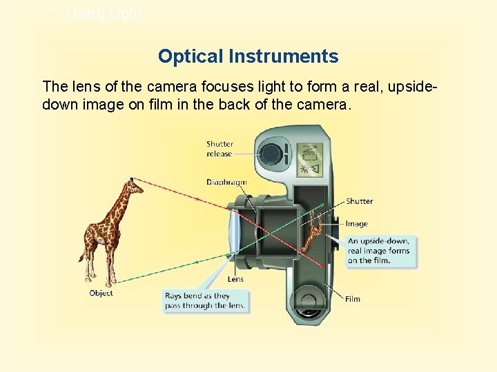 - Using Light Optical Instruments The lens of the camera focuses light to form