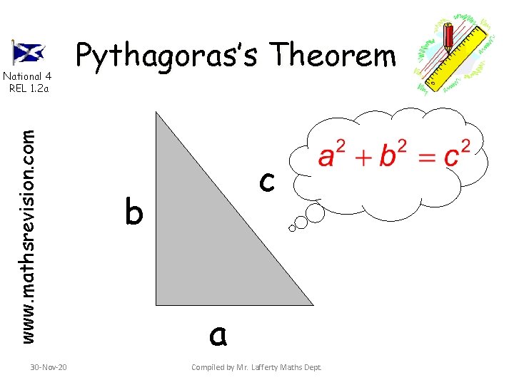 www. mathsrevision. com National 4 REL 1. 2 a 30 -Nov-20 Pythagoras’s Theorem c