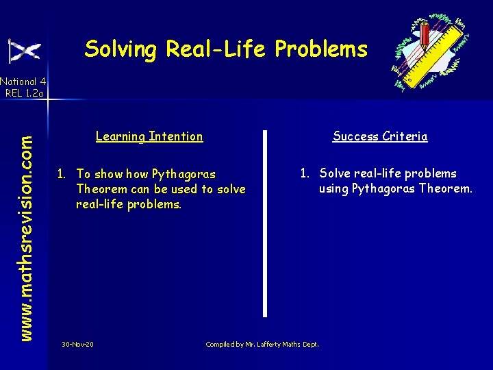 Solving Real-Life Problems www. mathsrevision. com National 4 REL 1. 2 a Learning Intention