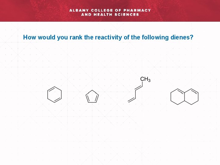 How would you rank the reactivity of the following dienes? 