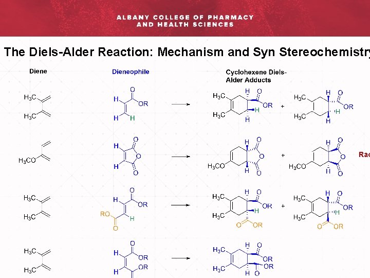 The Diels-Alder Reaction: Mechanism and Syn Stereochemistry Rac 