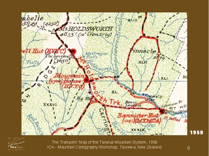 1950 The Trampers’ Map of the Tararua Mountain System, 1936 ICA - Mountain Cartography