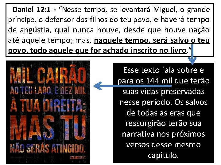 Daniel 12: 1 - “Nesse tempo, se levantará Miguel, o grande príncipe, o defensor