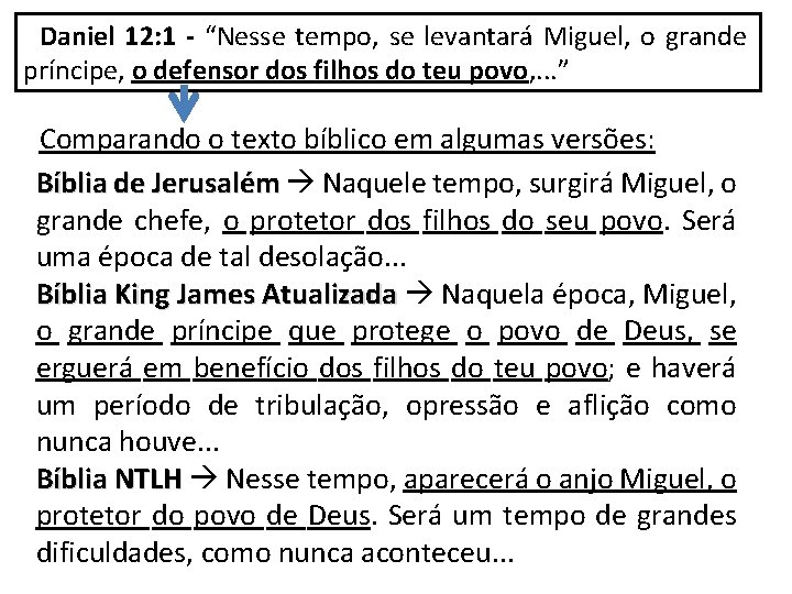 Daniel 12: 1 - “Nesse tempo, se levantará Miguel, o grande príncipe, o defensor