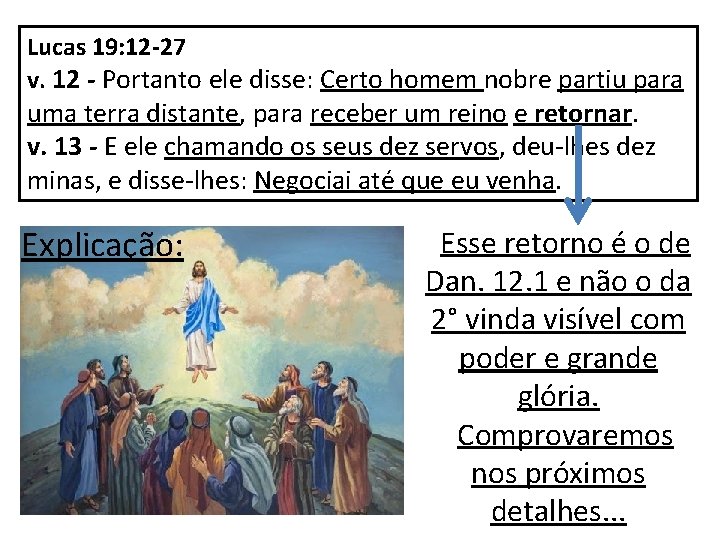 Lucas 19: 12 -27 v. 12 - Portanto ele disse: Certo homem nobre partiu