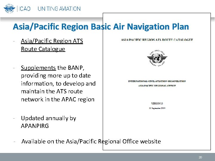 Asia/Pacific Region Basic Air Navigation Plan - Asia/Pacific Region ATS Route Catalogue - Supplements
