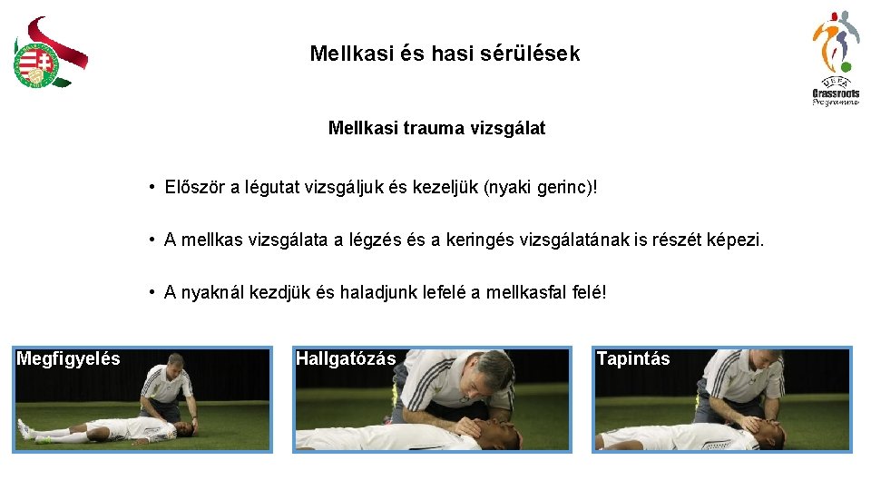 Mellkasi és hasi sérülések Mellkasi trauma vizsgálat • Először a légutat vizsgáljuk és kezeljük