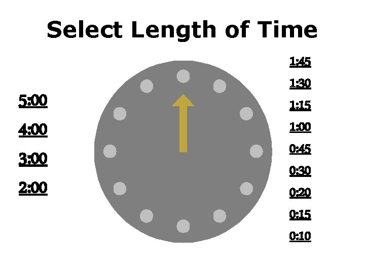 Select Length of Time 5: 00 4: 00 3: 00 2: 00 1: 45