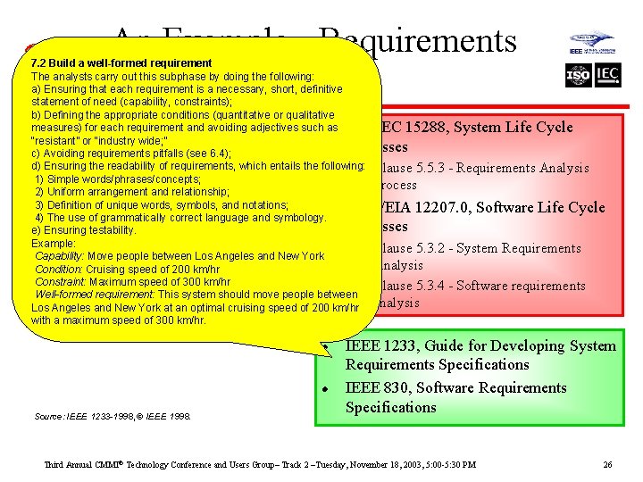 An Example - Requirements Development 7. 2 Build a well-formed requirement The analysts carry