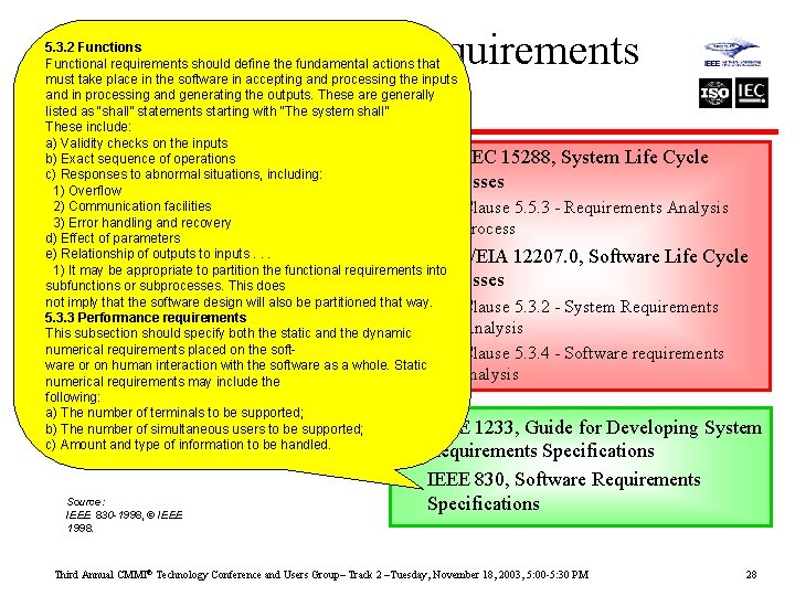 An Example - Requirements Development 5. 3. 2 Functions Functional requirements should define the