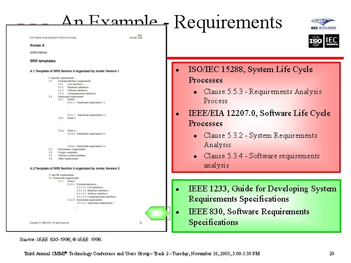 An Example - Requirements Development SP 2. 1 -1 Establish Product and Product Component