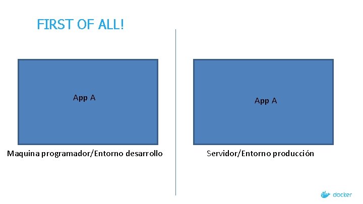 FIRST OF ALL! App A Maquina programador/Entorno desarrollo App A Servidor/Entorno producción 