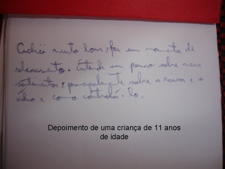 Depoimento de uma criança de 11 anos de idade 