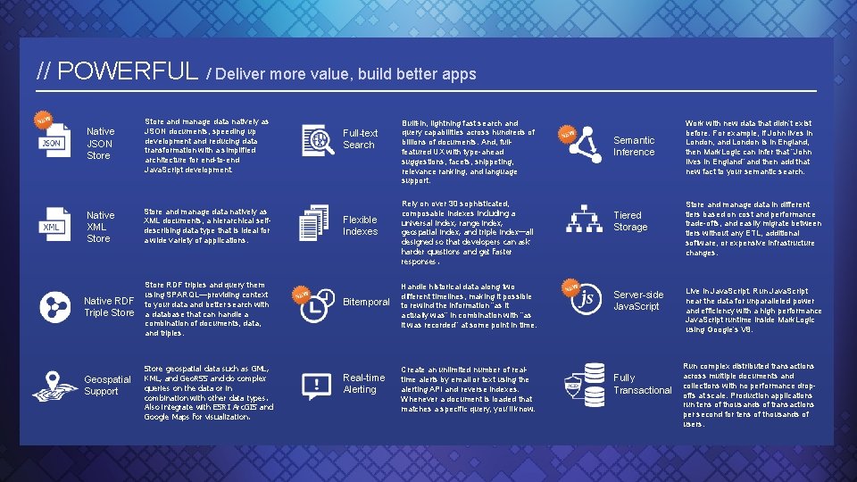 // POWERFUL / Deliver more value, build better apps Native JSON Store and manage