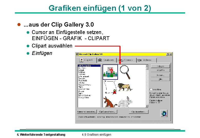 Grafiken einfügen (1 von 2) l. . . aus der Clip Gallery 3. 0