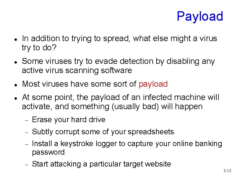 Payload In addition to trying to spread, what else might a virus try to