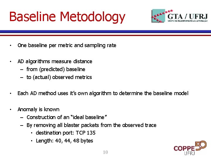 Baseline Metodology • One baseline per metric and sampling rate • AD algorithms measure Baseline Metodology • One baseline per metric and sampling rate • AD algorithms measure