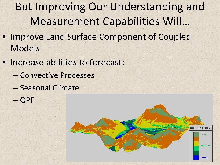 But Improving Our Understanding and Measurement Capabilities Will… • Improve Land Surface Component of