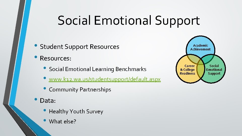 Social Emotional Support • Student Support Resources • Resources: • Social Emotional Learning Benchmarks