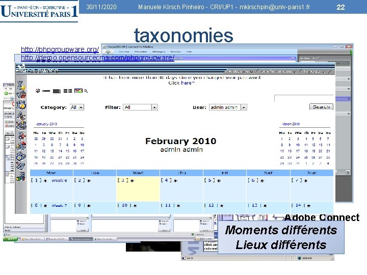 30/11/2020 Manuele Kirsch Pinheiro - CRI/UP 1 - mkirschpin@univ-paris 1. fr 22 taxonomies http: