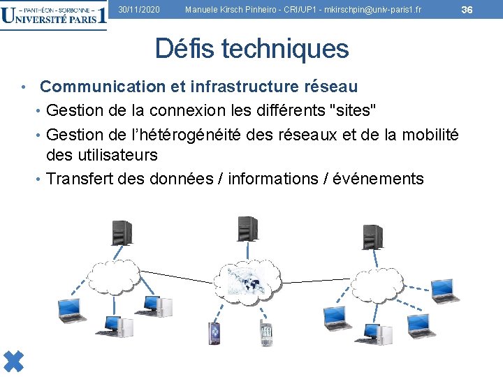 30/11/2020 Manuele Kirsch Pinheiro - CRI/UP 1 - mkirschpin@univ-paris 1. fr 36 Défis techniques