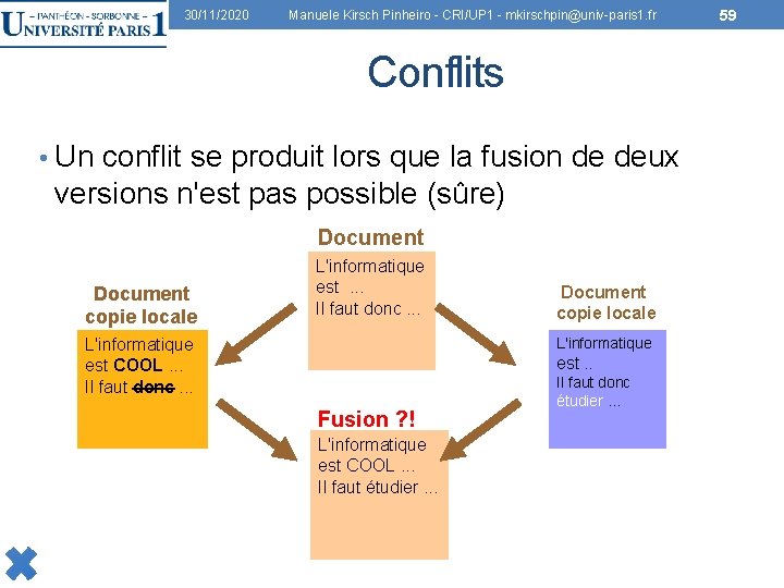 30/11/2020 Manuele Kirsch Pinheiro - CRI/UP 1 - mkirschpin@univ-paris 1. fr Conflits • Un