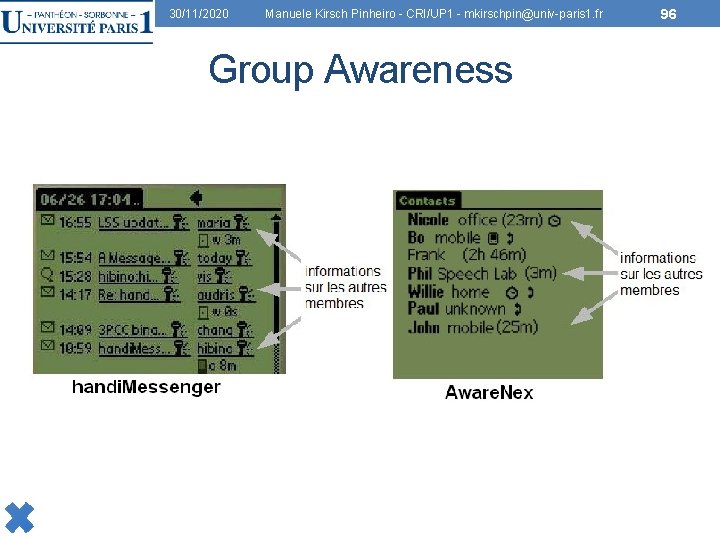 30/11/2020 Manuele Kirsch Pinheiro - CRI/UP 1 - mkirschpin@univ-paris 1. fr Group Awareness 96