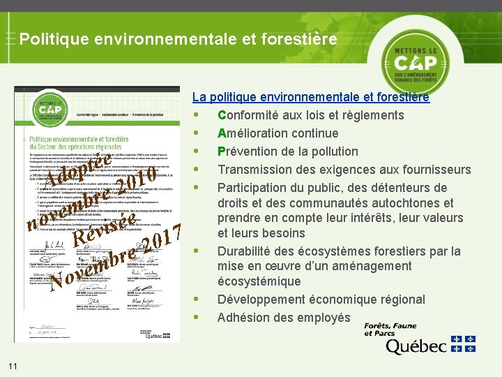 Politique environnementale et forestière e é t p o 0 d 1 A 0