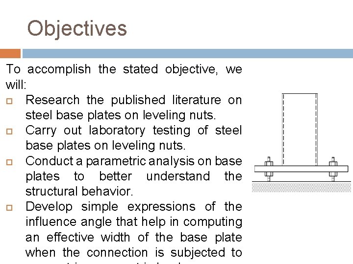 Objectives To accomplish the stated objective, we will: Research the published literature on steel