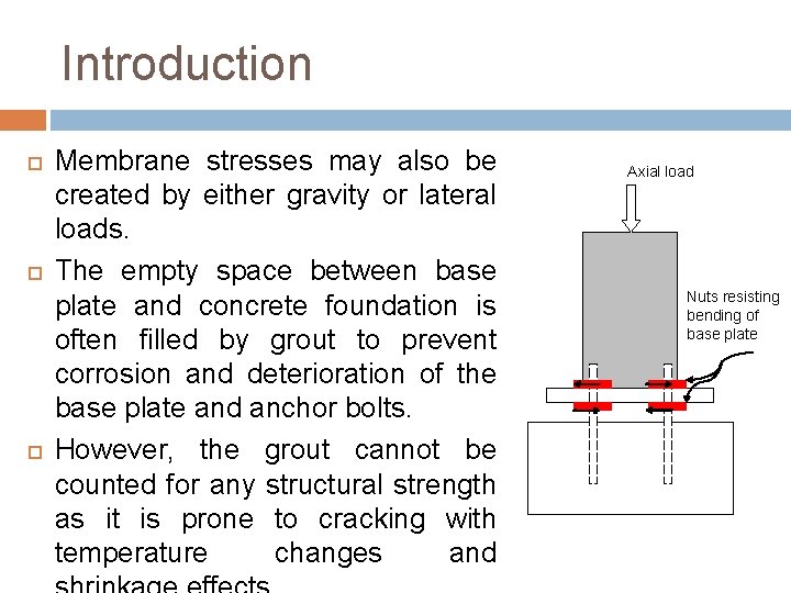 Introduction Membrane stresses may also be created by either gravity or lateral loads. The