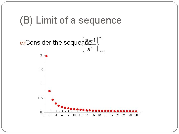 (B) Limit of a sequence Consider the sequence 