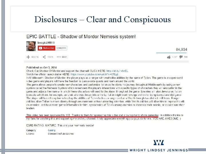 Disclosures – Clear and Conspicuous 